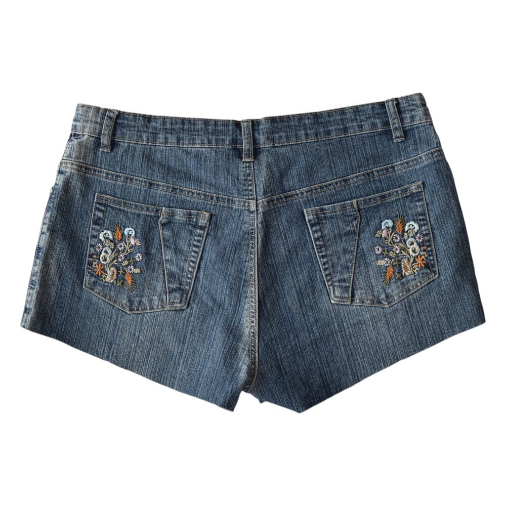 Y2K Adolfo Embroidered Denim Shorts Size 12 Blue Jean Shorts Size 12